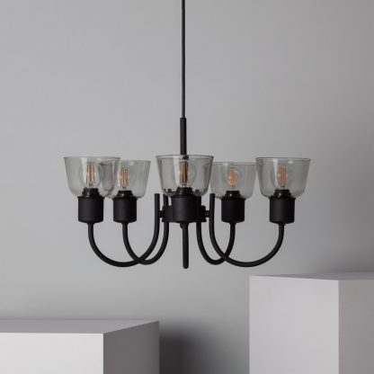 Lampadario in Metallo e Vetro Design 5 Faretti Tivo